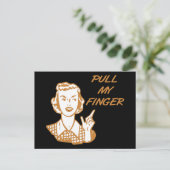 Pull My Finger Retro Hausfrau Orange Postkarte (Stehend Vorderseite)