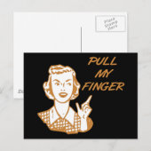 Pull My Finger Retro Hausfrau Orange Postkarte (Vorne/Hinten)