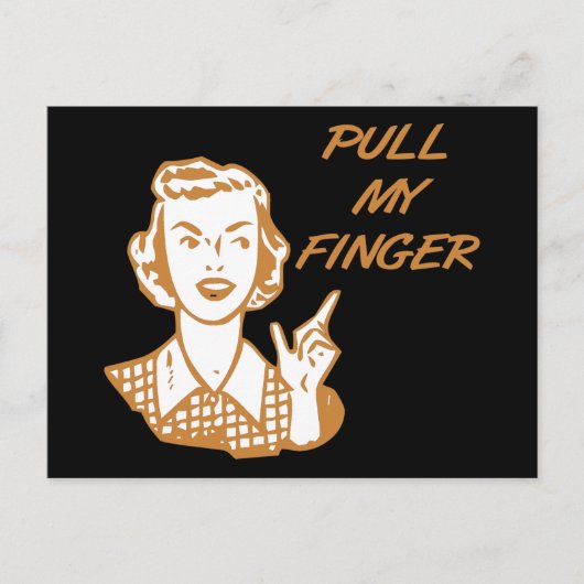 Pull My Finger Retro Hausfrau Orange Postkarte (Vorderseite)