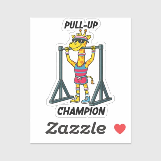 Pull-Up Champion – Funny Giraffe Workout Design Aufkleber (Blatt)