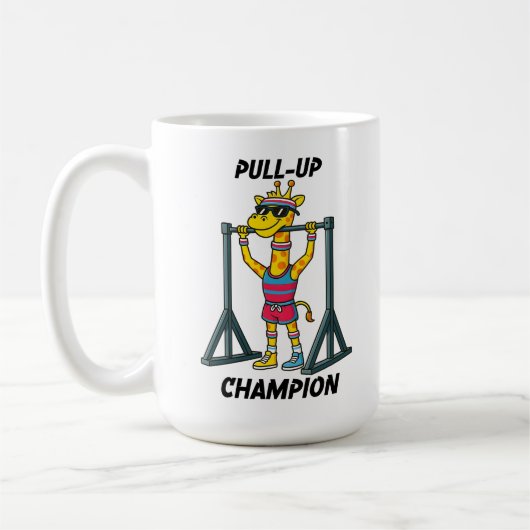 Pull-Up Champion – Funny Giraffe Workout Design Kaffeetasse (Links)