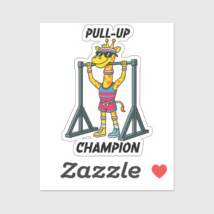 Pull-Up-Champion – Lustiges Giraffen-Workout-Desig Aufkleber