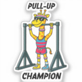 Pull-Up-Champion – Lustiges Giraffen-Workout-Desig Aufkleber (Vorderseite)