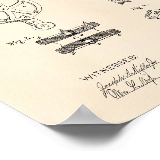 Pulley Block 1881 Patent Art Old Peper Poster (Ecke)