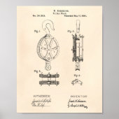 Pulley Block 1881 Patent Art Old Peper Poster (Vorne)