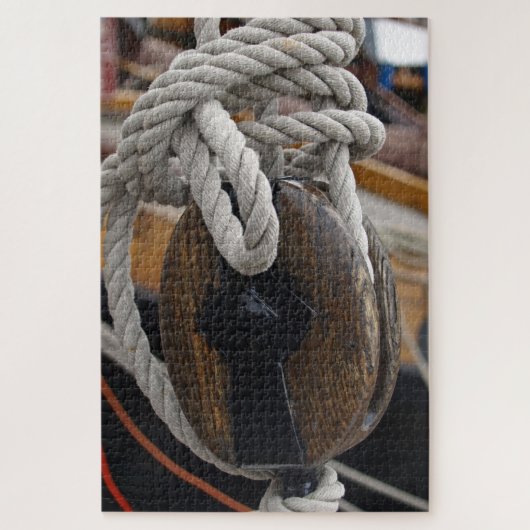 pulley wood, houten katrol puzzle (Vertikal)