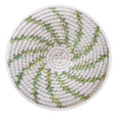 Pullman - Grüne Spirale auf Weiß Keramikknauf (Vorderseite)