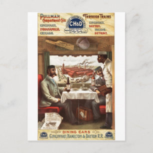 Pullman Speisewagen im Zug 1894 Postkarte