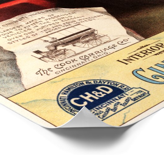 PULLMAN TRAINS via Cincinnati Indianapolis Dayton Poster (Ecke)