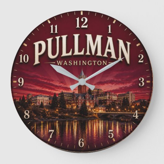 Pullman Washington College Town Große Wanduhr (Vorderseite)