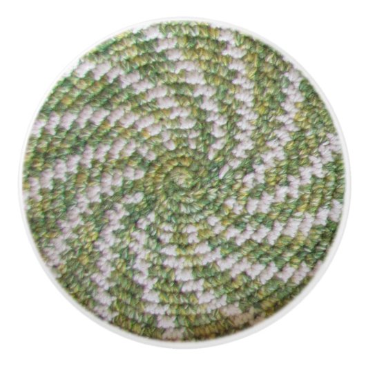 Pullman - Weiße Spirale auf Grün Keramikknauf (Vorderseite)