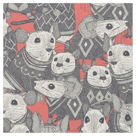 Pullover Mäuse rot Stoff (Nahaufnahme)