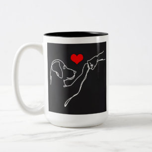 Pullover mit Hand- und Hunde-Linienkunst für beste Zweifarbige Tasse