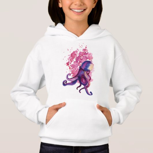 Pullover mit Kapuze für Mädchen - Oktopus (Vorderseite)