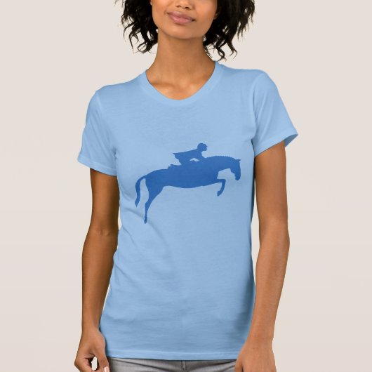 Pullover-PferdeSilhouette (blau) T-Shirt (Vorderseite)