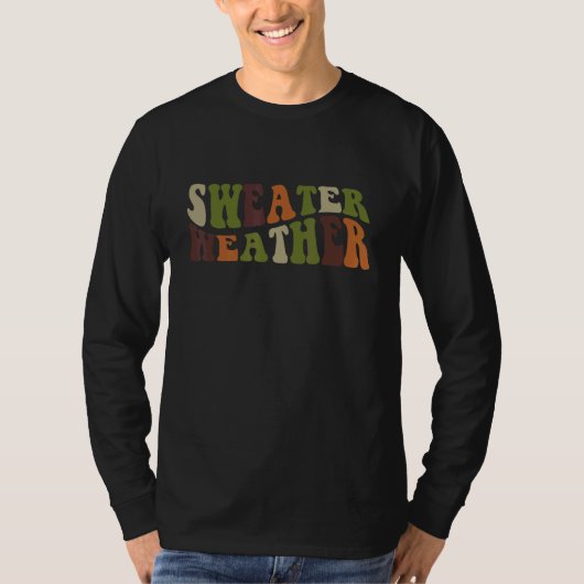 Pullover-Wetter Retro Groovy Herbst Fallende Blätt T-Shirt (Vorderseite)