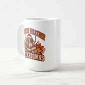 Pullover-Wetter und Touchdowns Herbst-Fußball-Tass Kaffeetasse (Vorderseite Links)