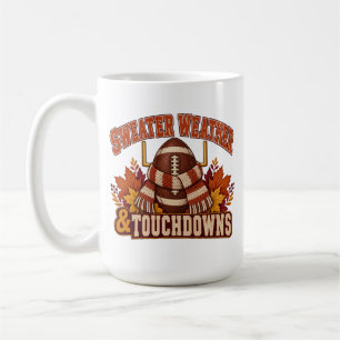 Pullover-Wetter und Touchdowns Herbst-Fußball-Tass Kaffeetasse