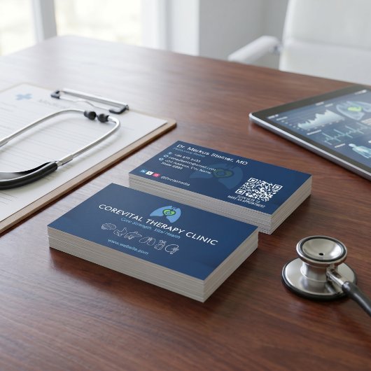 Pulmonal Rehab | Modern Blue Barcode Visitenkarte