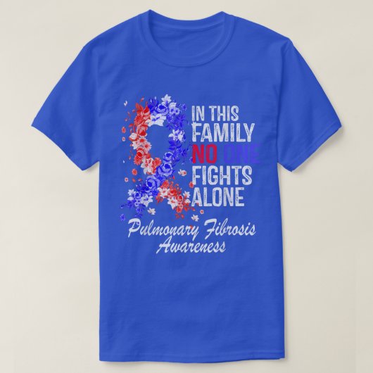 Pulmonale Fibrose Awareness Blue Red Blume Ribb T-Shirt (Design vorne)