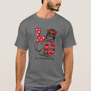 Pulmonary Nurse Kariert Leopard Liebe Herz Messy B T-Shirt
