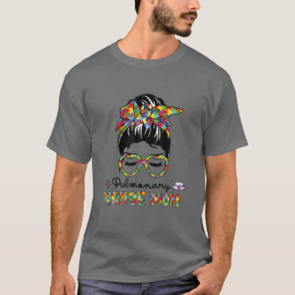 Pulmonary Nurse Messy Bun AutismMom Loveheart Stet T-Shirt