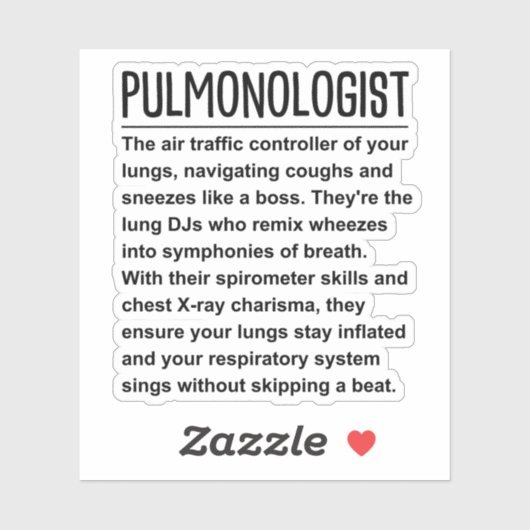 Pulmonologe Aufkleber (Blatt)