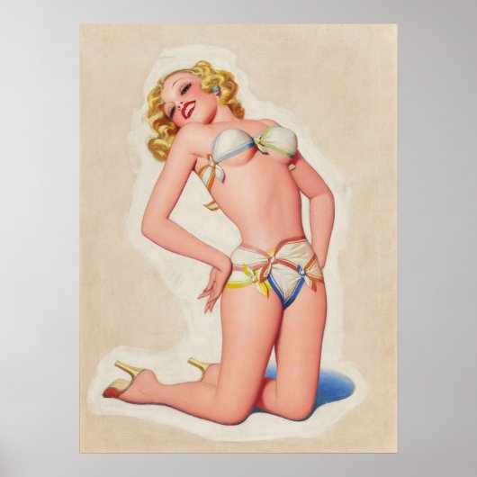 Pulp Blonde Bikini Pinup Poster (Vorne)