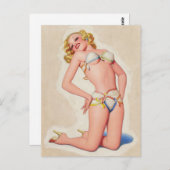Pulp Blonde Bikini Pinup Postkarte (Vorne/Hinten)