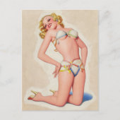 Pulp Blonde Bikini Pinup Postkarte (Vorderseite)