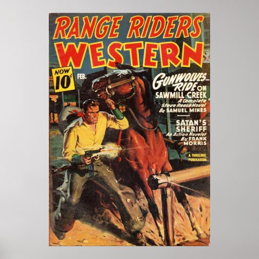 Pulp Cover Western Range Riders Pullkunst Poster (Vorne)