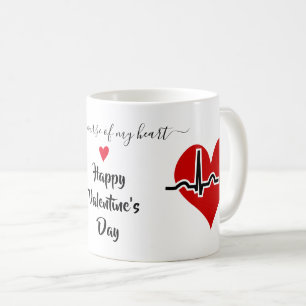 Puls des roten Herzschlages des Valentinstags Kaffeetasse