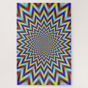 Pulsar in Rot Gelb und Blau Puzzle