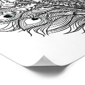 Pulsating Peacock Feather Decoupage Template Line Poster (Ecke)