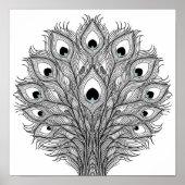 Pulsating Peacock Feather Decoupage Template Line  Poster (Vorne)