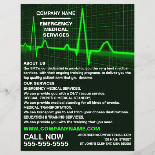 Pulsfrequenzgestaltung, EMT, paramedische Werbung Flyer