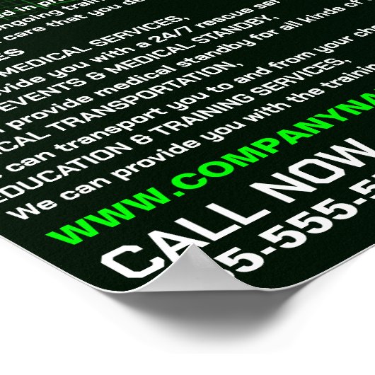 Pulsfrequenzgestaltung, EMT, paramedische Werbung Poster (Ecke)