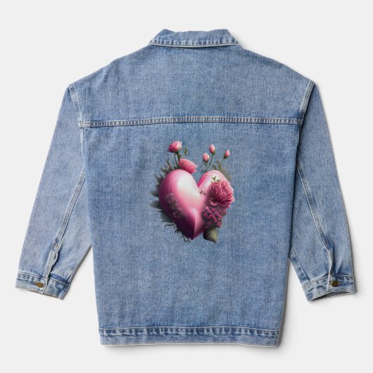 pulsierendes rosa Herz Jeansjacke (Rückseite)