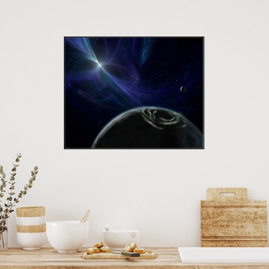 Pulsor und Planeten im Orbit Poster (Küche)