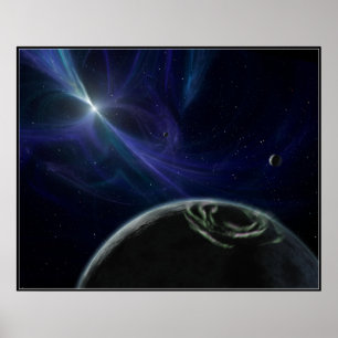 Pulsor und Planeten im Orbit Poster