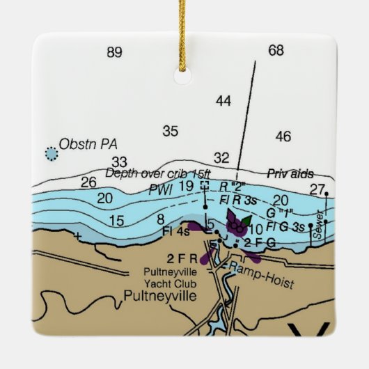 Pultneyville NY Nautical Chart Keramikornament (Rückseite)