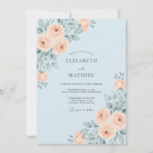 Pulver-Apricot-Pfingstrosen-Hochzeit Einladung
