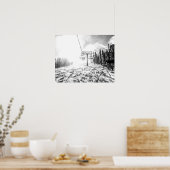 Pulver auf dem Hügel // Schwarz-Weiß-Skilift Poster (Küche)