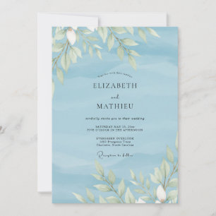 Pulver Azurblättriges Eukalyptus-Hochzeit Einladung