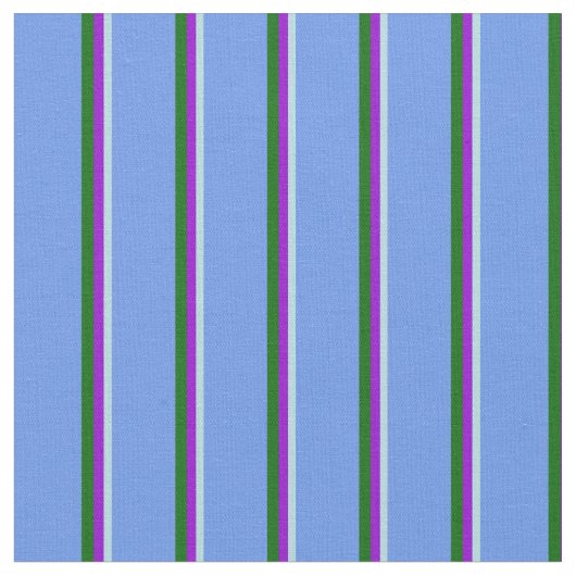 Pulver Blau, dunkles Violett, Grün und Cornflorbla Stoff (Nahaufnahme)