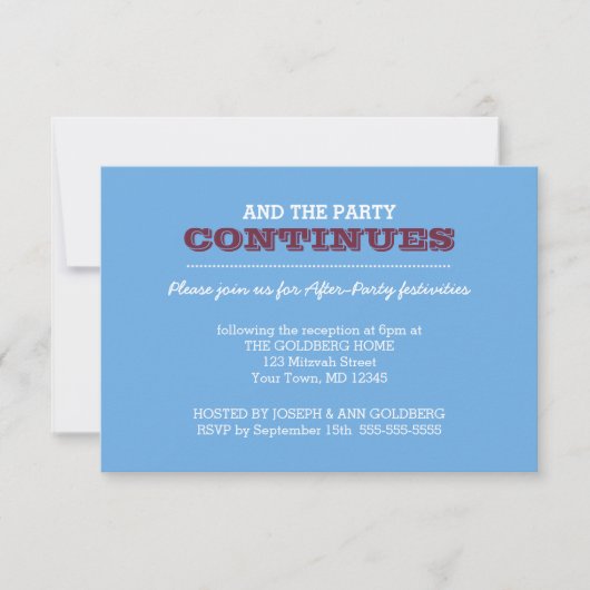 Pulver Blau und Maroon nach Party oder Details Einladung (Vorderseite)