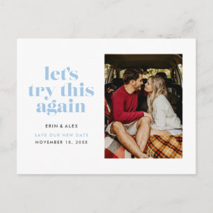 Pulver Blau Versuchen wir mal, das Datum zu ändern Ankündigungspostkarte