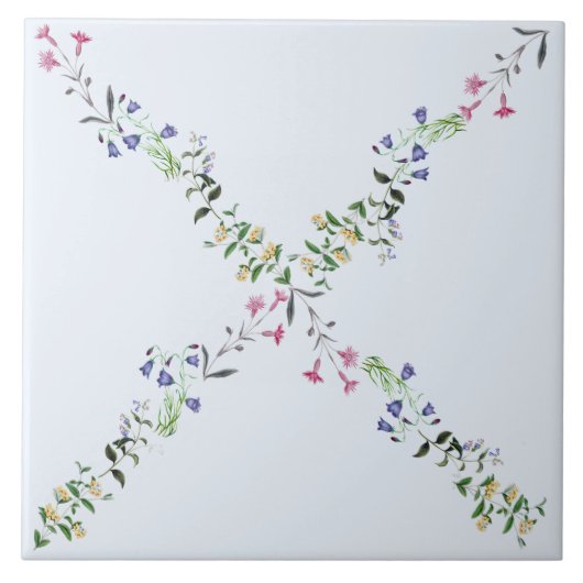 Pulver-Blau-Wildblume-Gitter-Fliese 6x6 Fliese (Vorderseite)