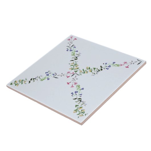 Pulver-Blau-Wildblume-Gitter-Fliese 6x6 Fliese (Seite)