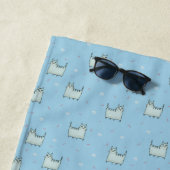 Pulver Blaue Katzen Muster mit Monogramm Strandtuch (Beispiel)